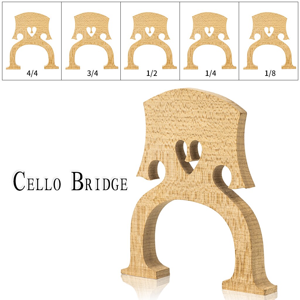 Master Een Grade Maple Cello Bridge Brazilië Stijl Maple Brug 4/4 3/4 1/2 1/4 1/8 Cello Bridge