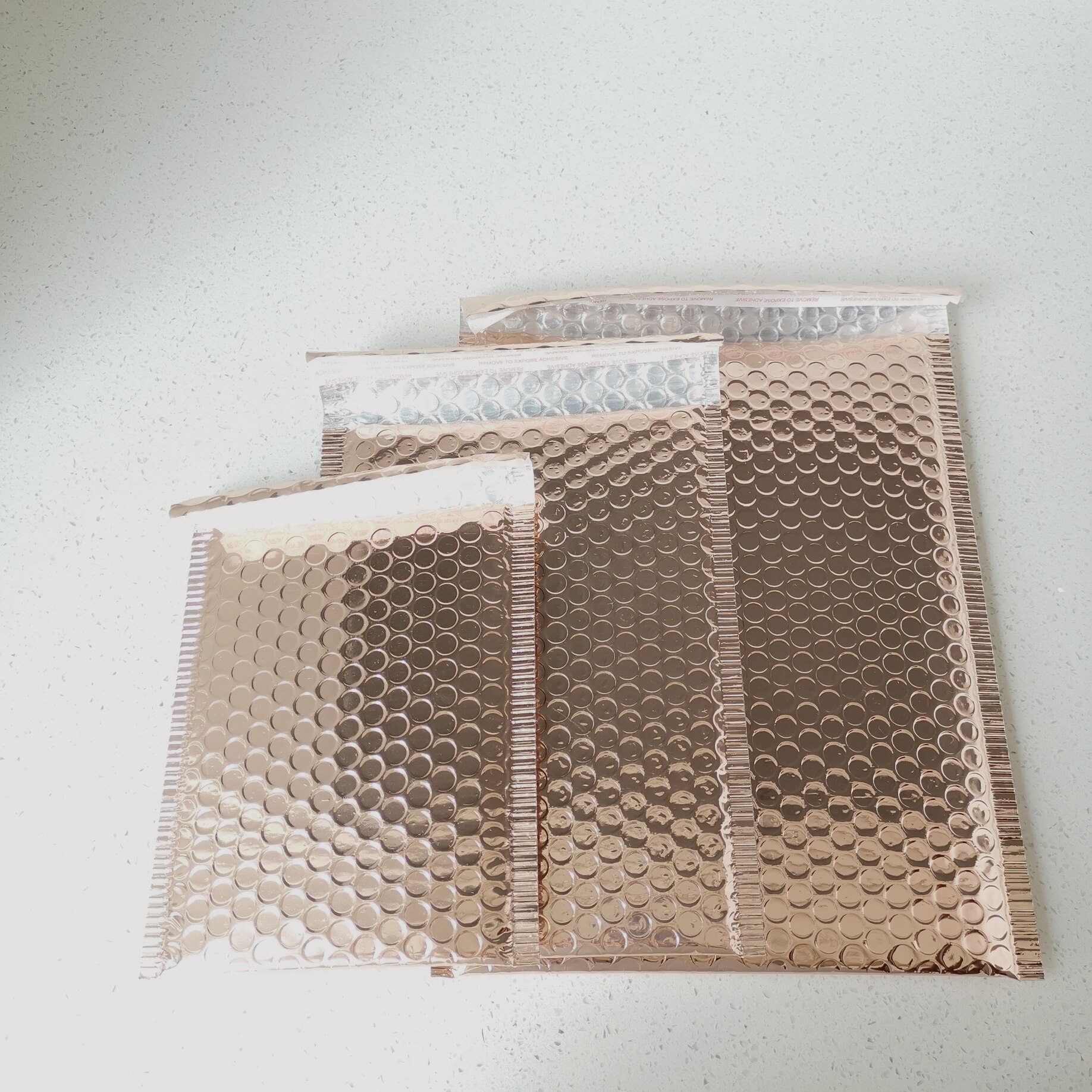 Guldrosa bubbla väska extra tjock poly vadderad bubbla kuvert 25 st 15 x 18cm/18 x 23+4cm multifunktionell mailer för paket