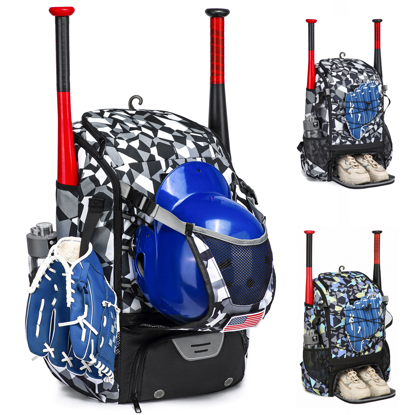 Baseball Equipment Bag Baseball Backpack with Shoe Compartment Softball Bat Bag for Youth Large Capacity Sport Baseball Backpack: SKY BLUE