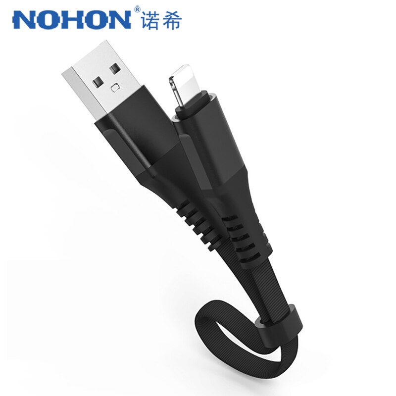 Nohon cabo de dados usb curto, iluminação para iphone xs xr x 8 7 6 6s 5S 5c 5 plus para ipad mini carregador de cabo de energia 0.3m