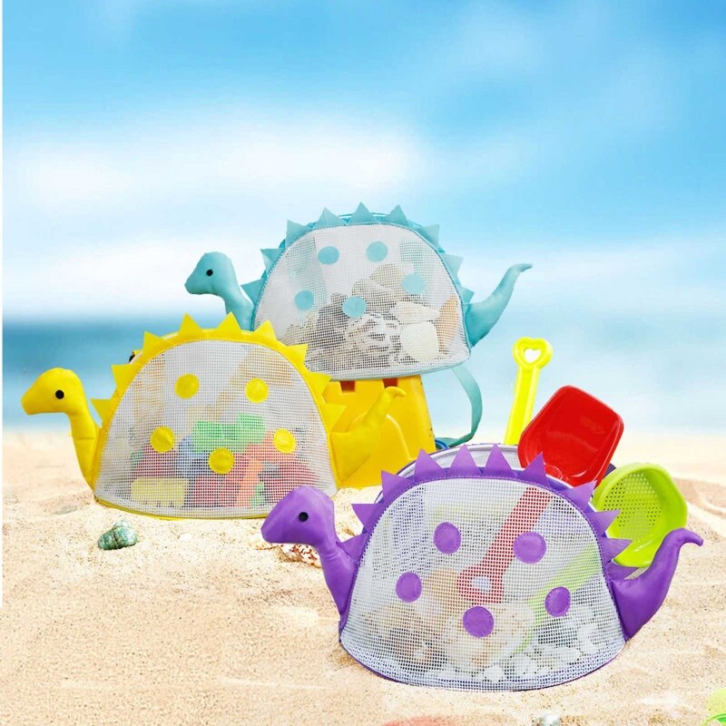 Netted Bag Beach Shell Bag Sand Play Summer Pool Zipper Bag w/ Adjustable Strap Beach Toy Kids Travel Bag Packing Accs