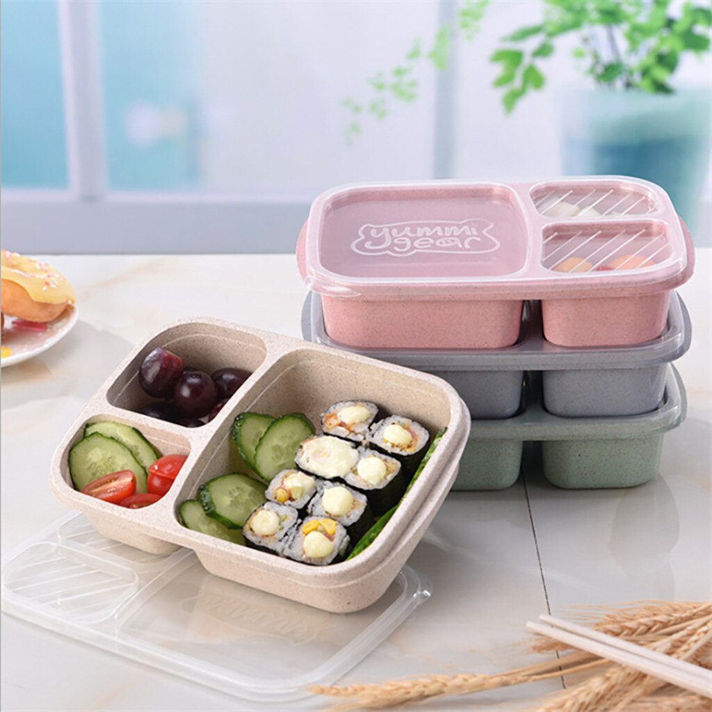 Draagbare Gezonde Materiaal Lunchbox Tarwe Stro Lunchboxen Magnetron Servies Voedsel Opslag Container Voedsel Doos Z0227