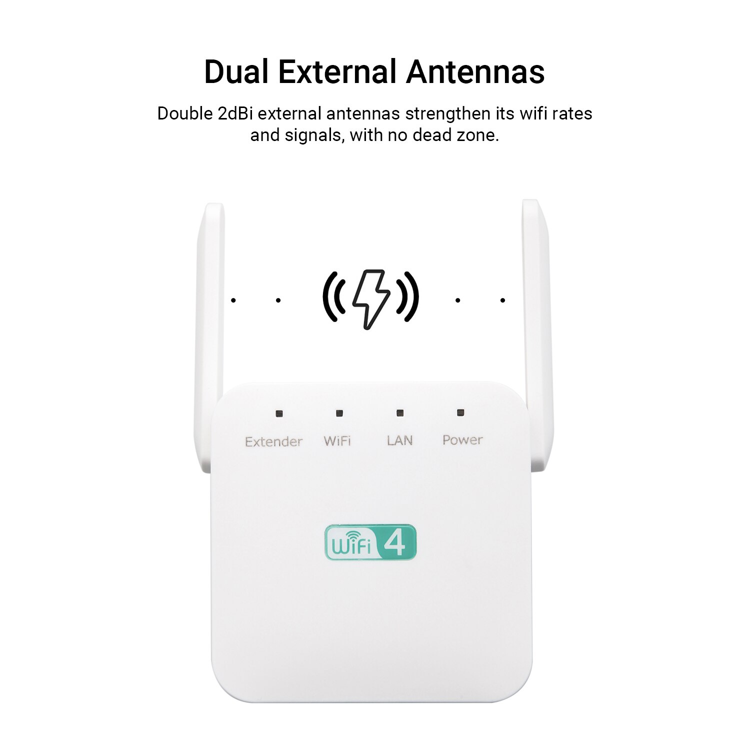 Wireless Repeater WiFi Internet Signal Enhancer Amplifier Booster WiFi Range Extender with Dual External Antennas 300Mbps