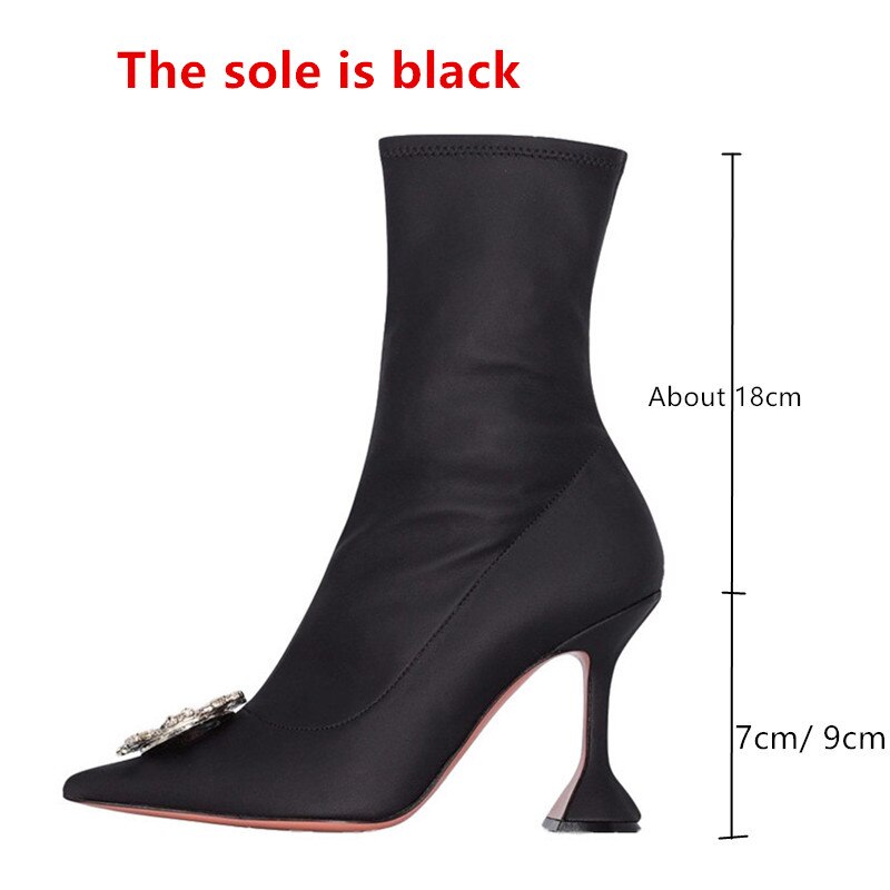 Bottines extensibles en Lycra pour femmes, chaussures à talons hauts, confortables, à talons triangulaires, pour le bureau, collection automne-hiver , 34 à 42