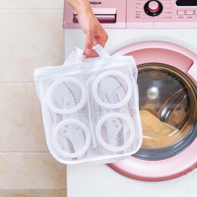 10 Uds. Bolsa de lavado de zapatos portátil lavadora portátil ropa malla bolsa de aire poliéster con cremallera limpieza bolsa de almacenamiento de zapatos