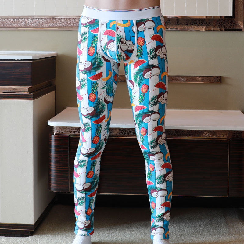 Soutong Winter Warm Men Long Johns Thermal Underwear Bottoms Printed Soft Cotton Thermo Thick Plus Velet Man Thermo Pants: E / XXL
