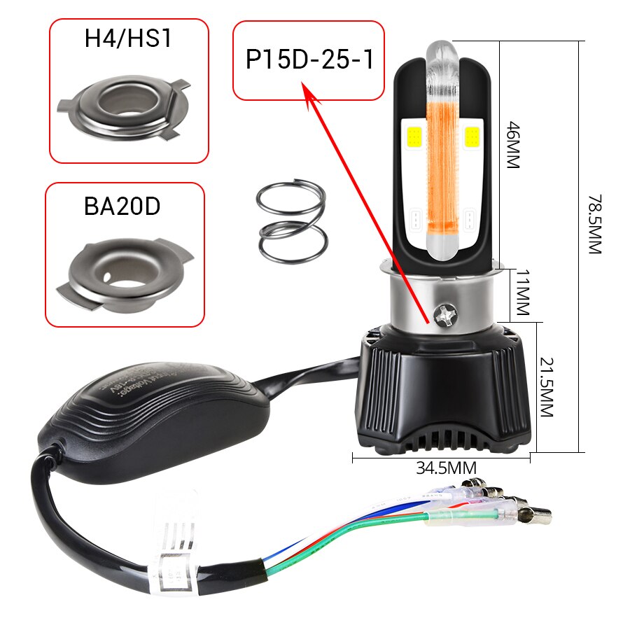 12V Motorfiets Mistlamp Generieke U-vormige Rode DRL 6500K Led H4 P15D-25-1 Ba20d Ph11 HS1 LED motor Koplamp Lampen Licht Motor