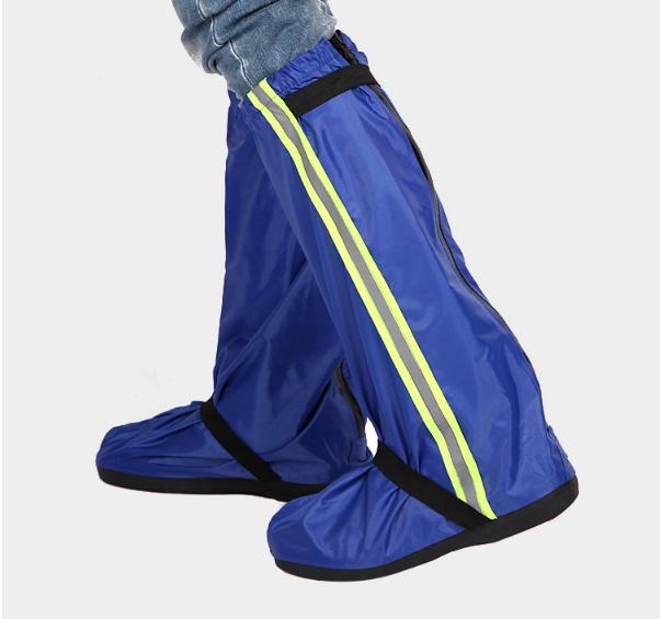 Housse de chaussure de moto Oxford tissu hommes et femmes imperméable et pluie épaississement équipement d'équitation longue jambe couverture porter bas: blue / XL