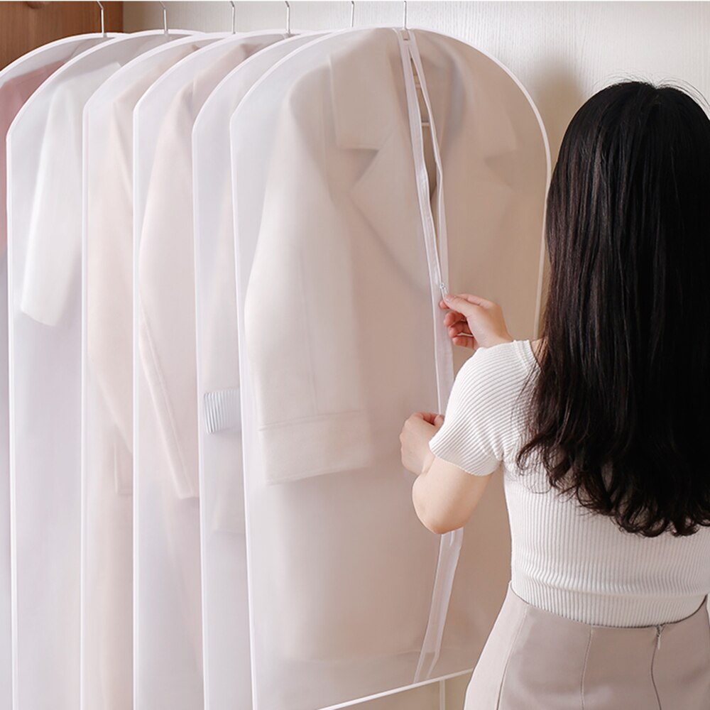 6pcs/set Transparent Clothing Covers Garment Suit Dress Jacket Clothes Coat Dustproof Cover Protector Travel Bag Dust Cover