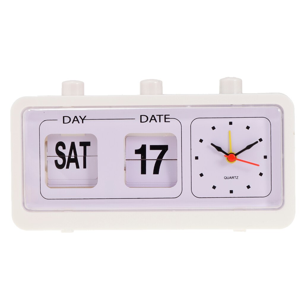 Vintage retro kvarts väckarklocka flip kalender display klocka för hem förbättring