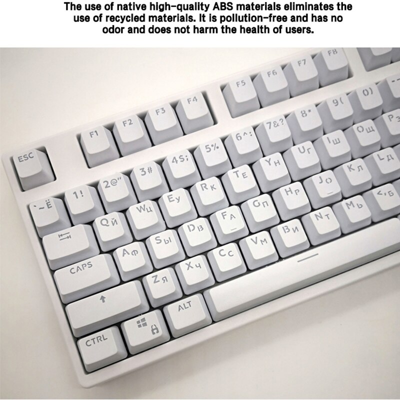Russian/ PBT English Languag Keycaps Variety Of Color Choices For Cherry MX Mechanical Keyboard Key Cap Switches 104 Keys: PBT White Russian