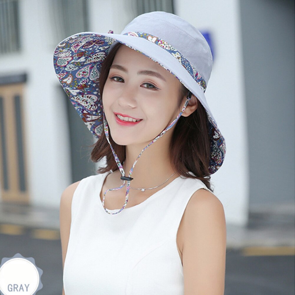Women Lady Cotton Summer Caps UV Protection Packable Floppy Wide Brim Casual Sun Hat Fishing Fisher Visors