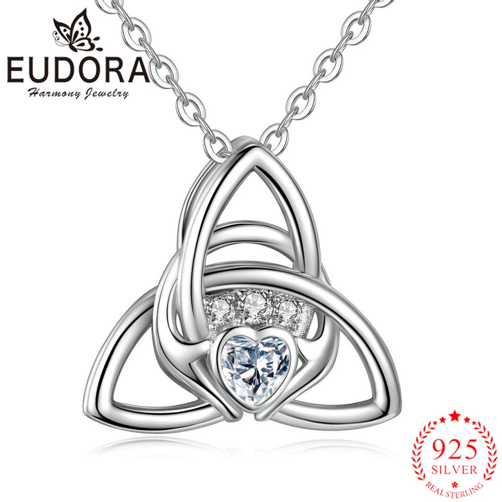 Angel Caller 925 Sterling Zilveren Keltische Claddagh Hanger Ketting Geluk Sieraden Met Doos Valentijnsdag Aanwezig CYD177