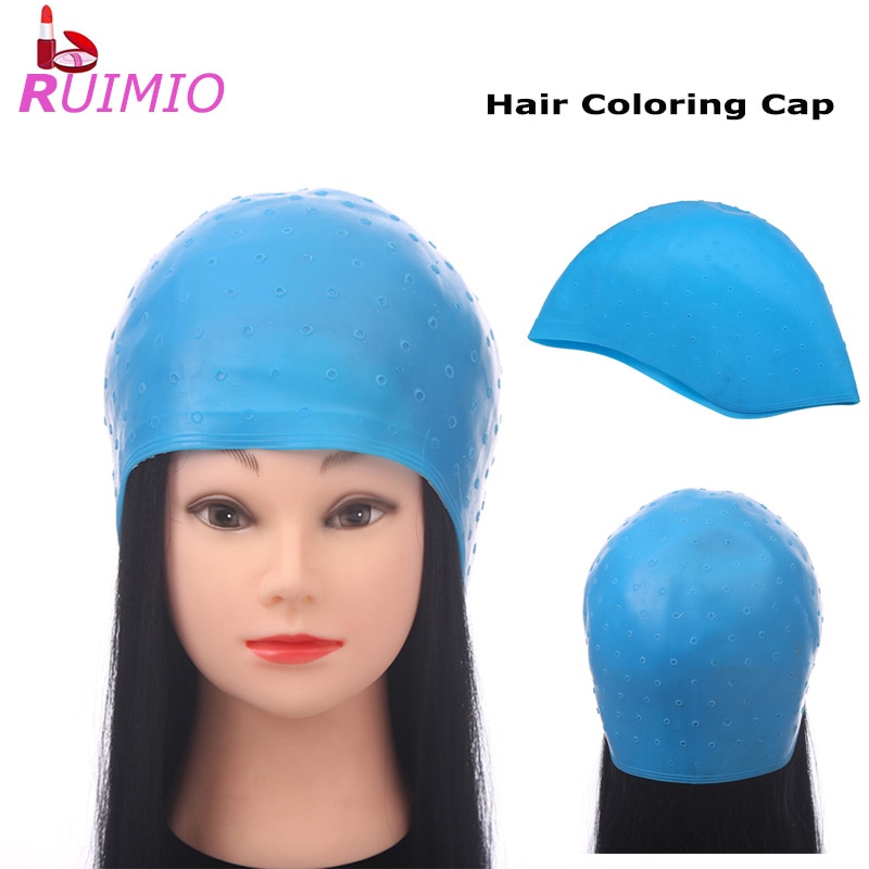 Blauw Siliconen Haar Hoogtepunten Cap Met Naald Haarkleuring Cap Haar Verven Gereedschap Voor Kapper Salon