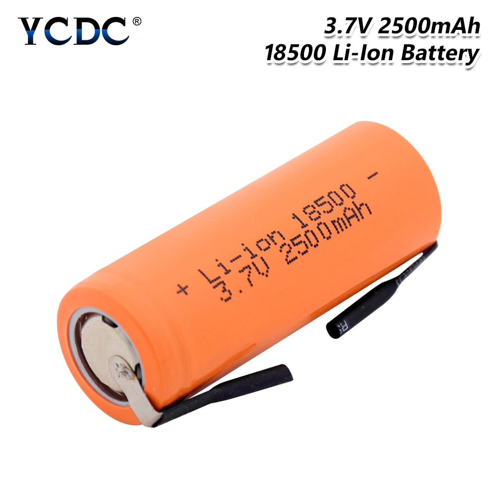 1/2/4pcs 3.7V 2500mAh 18500 Lithium Battery With 2 Welding Tabs 18500 Li-ion Cell For Led Flashlight Headlight Mechanical Mod