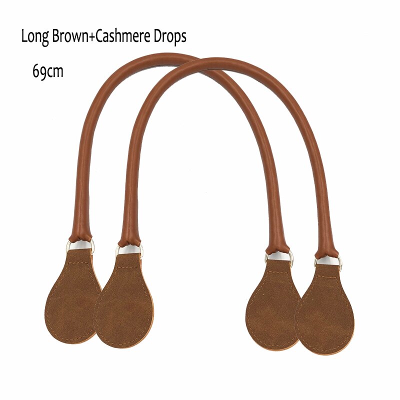 Longo falso couro alças redondas alça de cinto d fivela gotas para clássico mini obag cesta balde chique o bolsa acessórios: Long Brown