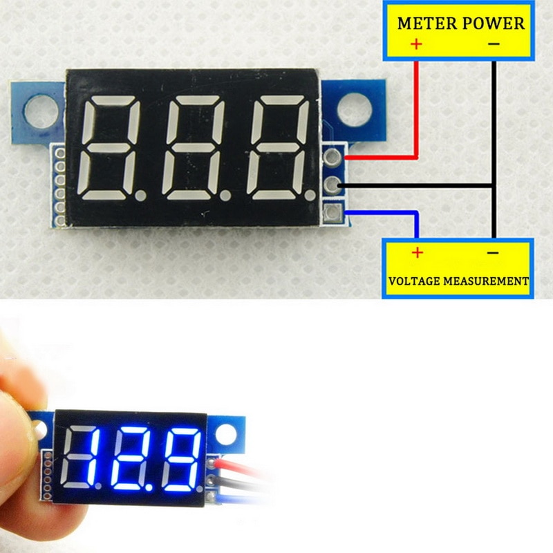 Mini Three-wire 0-200V DC Digital Voltmeter, Voltmeter With Reverse Polarity Protection, Circuit Measurement Voltmeter