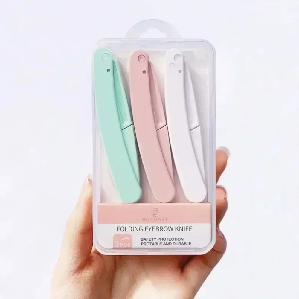 Depiladora Facial recortadora de cejas para mujer, navaja de bolsillo, depiladora de cejas, afeitadora con forma de cejas, 1/3 Uds.