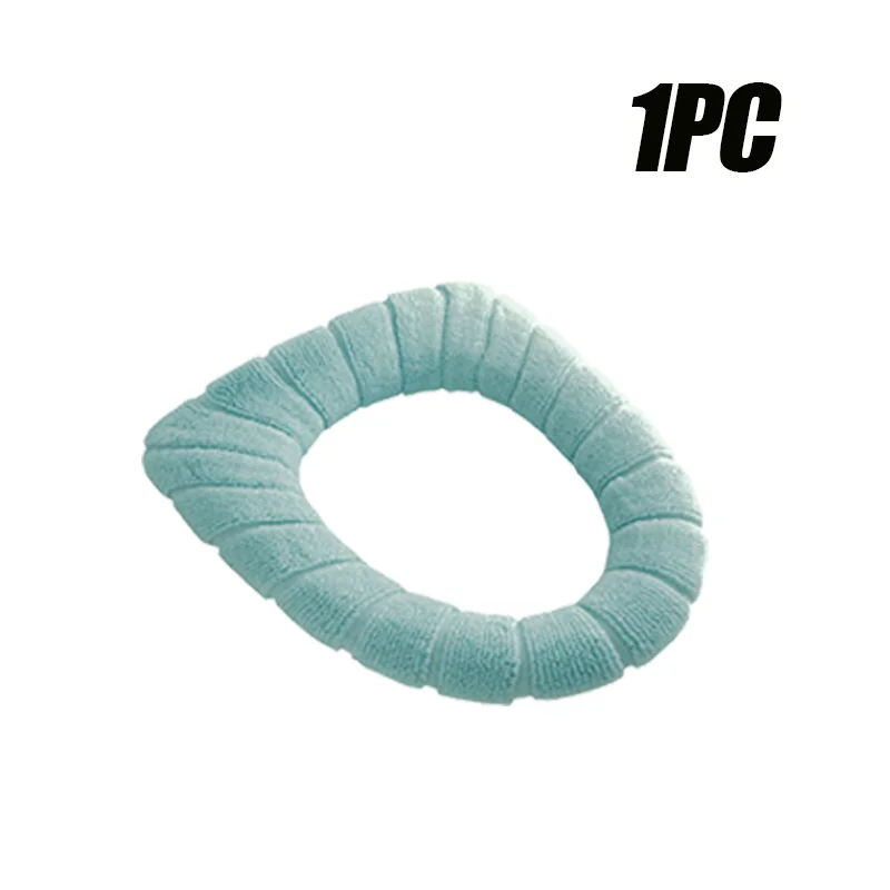 Mjukt och varmt toalettsitsskydd tvättbart badrum toalettdyna kudde med handtag tjockare mjuk matta stickning varmare closestool matta