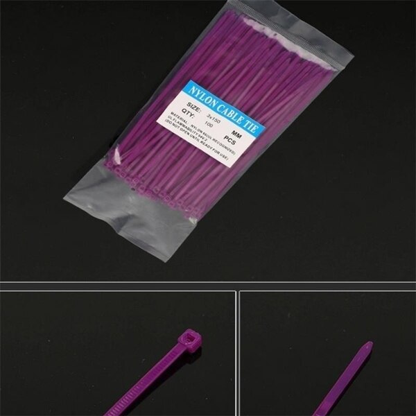 100pcs/bag Self-locking Cable Tie 3 x150 mm Nylon Cable Ties Plastic Cable Ties Acid Corrosion Resistant Insulated Cable Ties: Purple