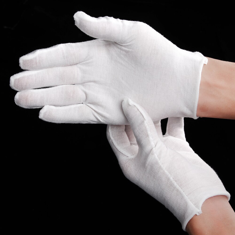1 paar Weiß Baumwolle Arbeits Schutz Handschuhe Dünn Mittel Dick Handschuhe Schmuck Wertschätzung Garten Reinigung Liefert