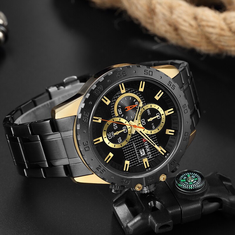 Curren 8334 Mannen Horloge Top Brand Luxe Gouden Mannelijke Horloges Chronograaf Goud Man Horloge Relogio Masculino