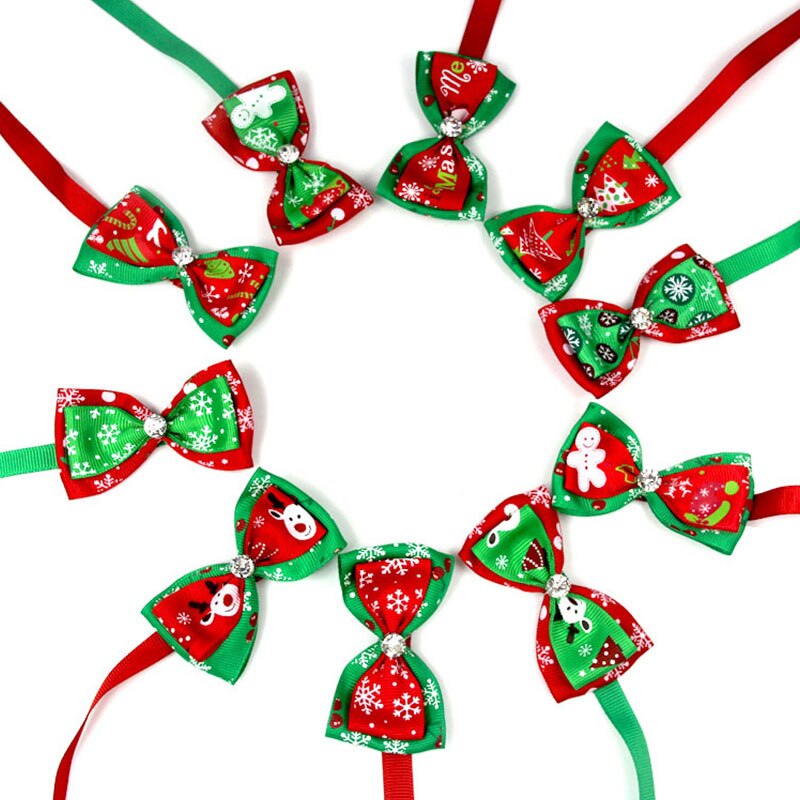 1pcs Reflective Pet Bow Tie Pet Collar Puppy Bows Cat Kitten Necktie Lovely Pets Grooming Accessories Pet Christmas Series