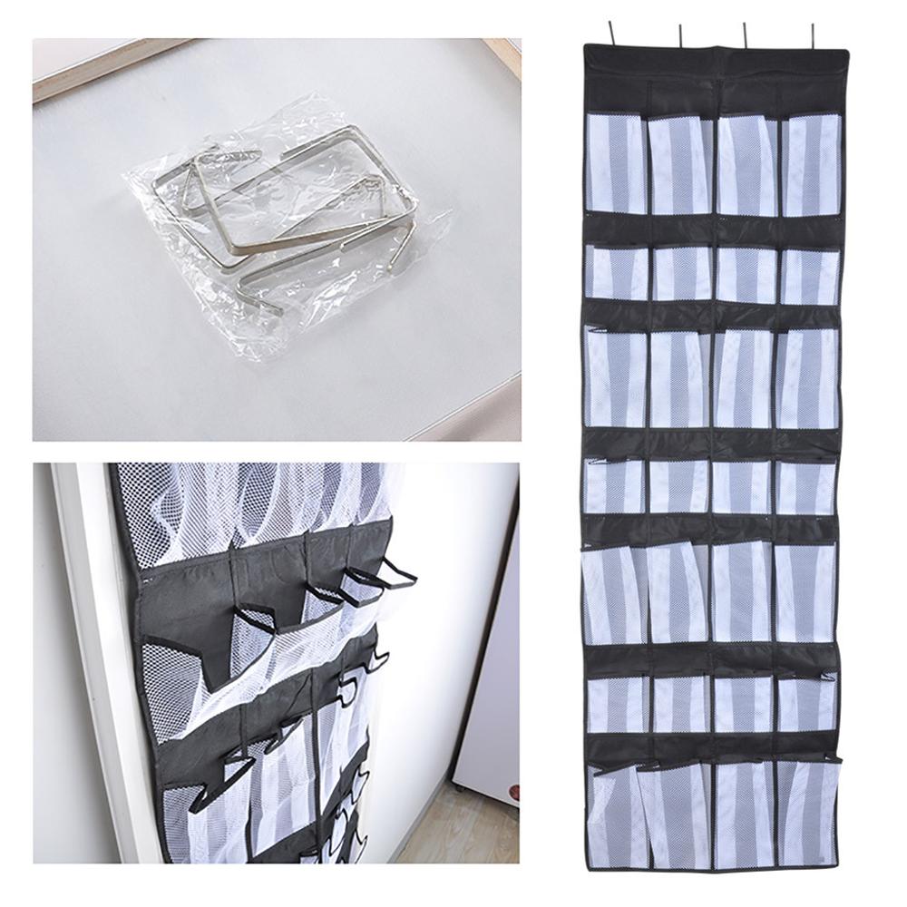 Organizador de zapatos colgante de malla grande con 28 bolsillos, compartimento de almacenamiento para ordenar bolsas colgantes de pared sobre la puerta, almacenamiento de zapatillas de zapatos #3