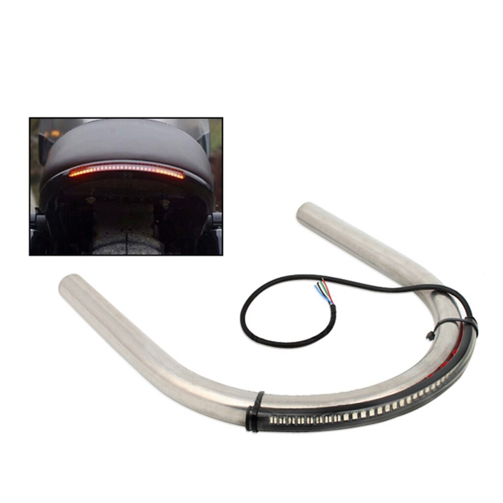 Flat Cafe Racer Seat Frame Hoop Loop With LED Brake Turn Tail Light 230MM