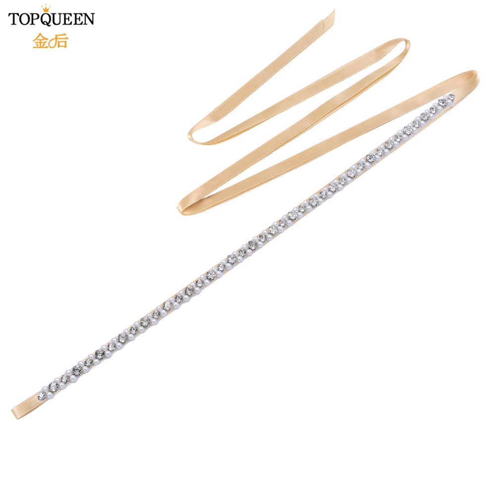 TOPQUEEN Bruid Riem Zilveren Diamanten Bruiloft Riem Banket Party Parel Jurk Accessoires Bruiloft Gast Bruidsmeisje Accessoires S381: GRIJS