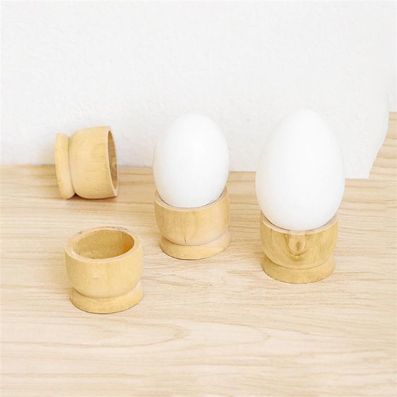 5 stk. ikke-giftige enkle umalet bærbare køkkenredskaber ægkop træopbevaringsholdere til køkkenindretning æg hotelrestaurant s