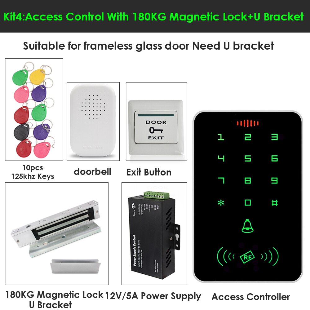 Backlight Wachtwoord Toetsenbord 125Khz Rfid Toegang Controlle Elektronische Toegang Lock Power Toegangscontrole Systeem Kit 1000 Gebruiker: Kit 4