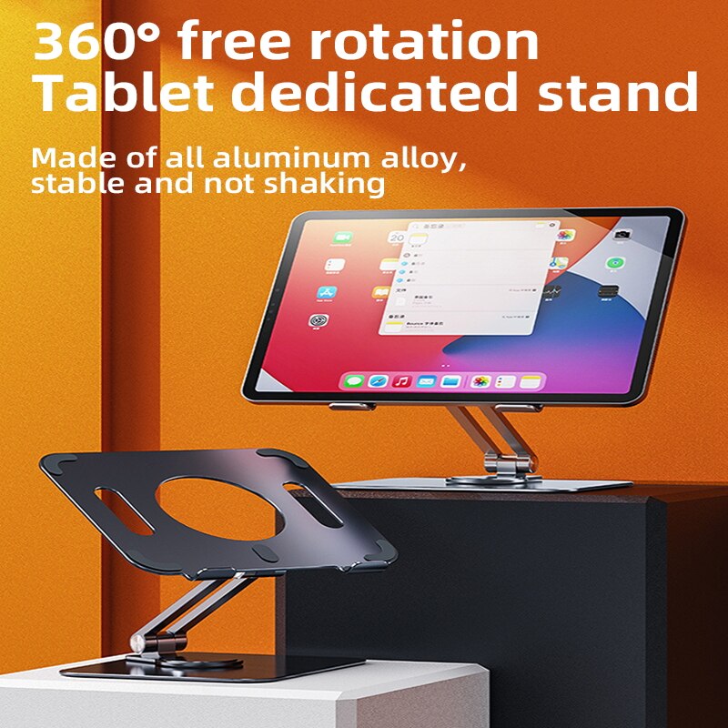 360 Rotary Phone Tablet Stand Foldable Aluminum Alloy For iPad ll Tablet iPhone Hollow Heat Dissipation Dedicated Backet