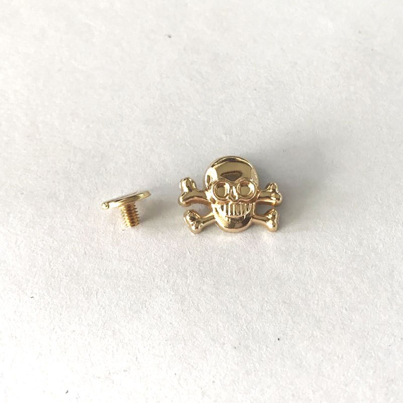 XUNZHE – vis tête de mort en alliage Punk, 10 pièces, Rivet pour bricolage, sac en cuir, chaussures, chapeaux, ceinture, décoration de vêtements: Gold skull2