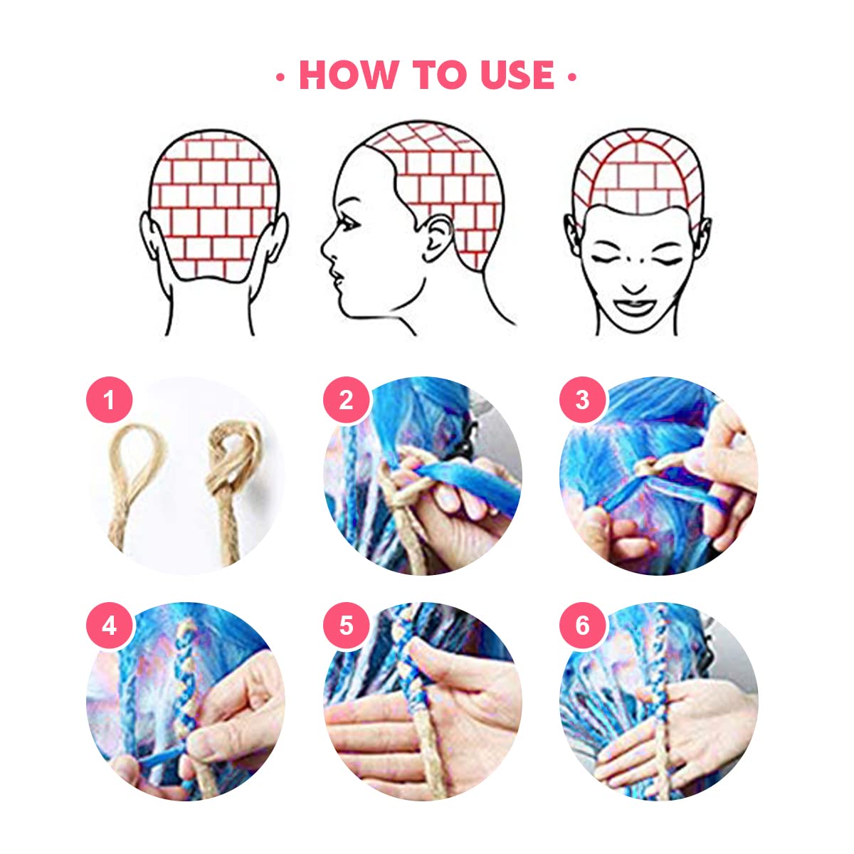 Extensiones de cabello rastas sintéticas de 24 pulgadas, rastas suaves de un solo extremo, rastas estilo Hippie para mujeres