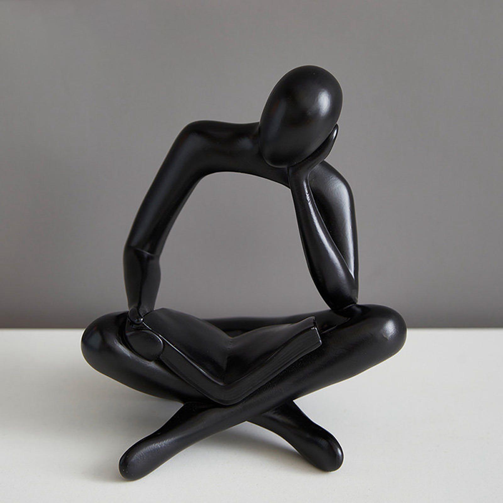Modern Abstract Thinker Statue Sculpture for Bookshelf Decor Living Room Office: Black Reading