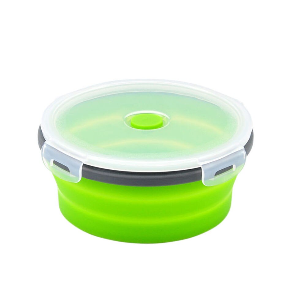 Faltbare Lebensmittel Container Faltbare Silikon Schalen Mikrowelle Gefrierfach Lebensmittel Lagerung Container mit Luftdichten Deckel für Mittagessen: grau Grün / 1200ml