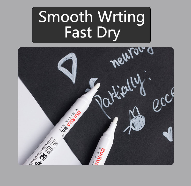 White Marker Pens 0.8/1/2/2.8/5mm Oily Waterproof White Gel Pen DIY Graffiti Sketching Markers Stationery Wrting School Supplies