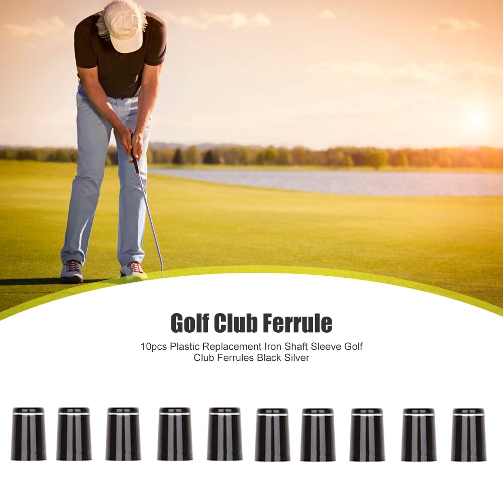 10 st/lot plast golfklubbor byte av järnaxelhylsa adapter passar för 355/370 kaliber golftillbehör svart