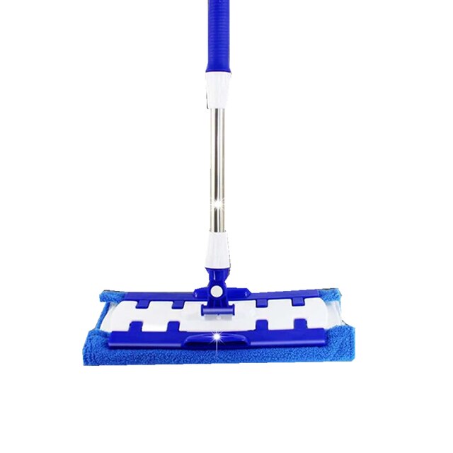 Rotatable Flat Mop Floor Telescopic Mop Handle Super Absorbent Microfiber Blue Green Cloth For Home Kitchen Tiles Cleaning Tools: Blue white