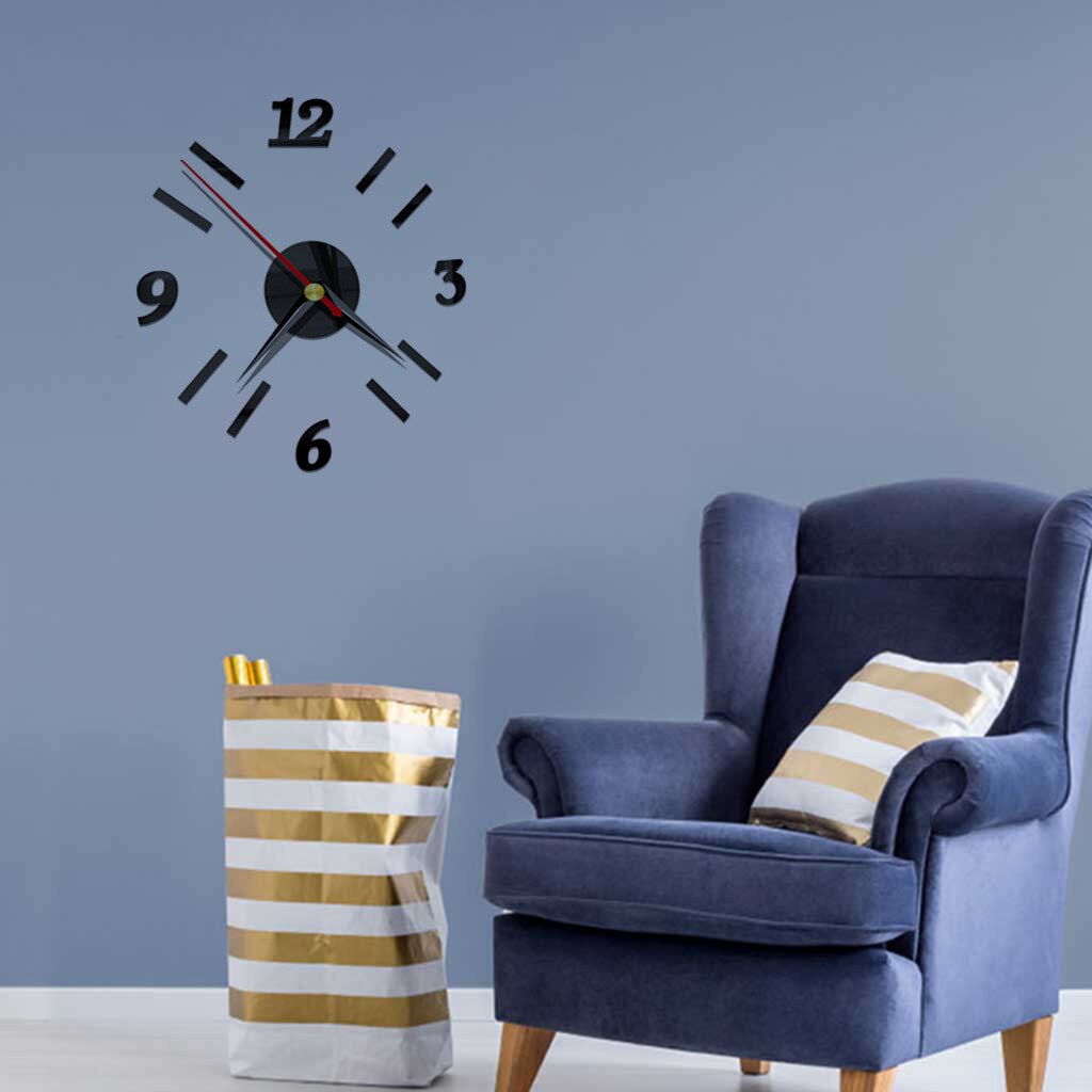 Classique 3D bricolage miroir horloge murale moderne maison salon décoration bricolage horloges ornements temps horloge murale suspendus montre D9