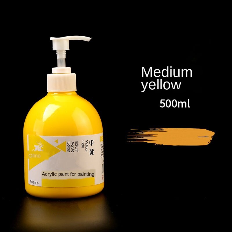 300ml/500ml guld sølv akryl maling vandtæt akvarel maling til statuer farvning diy håndmalet graffiti metallic maling: Medium gul 500ml
