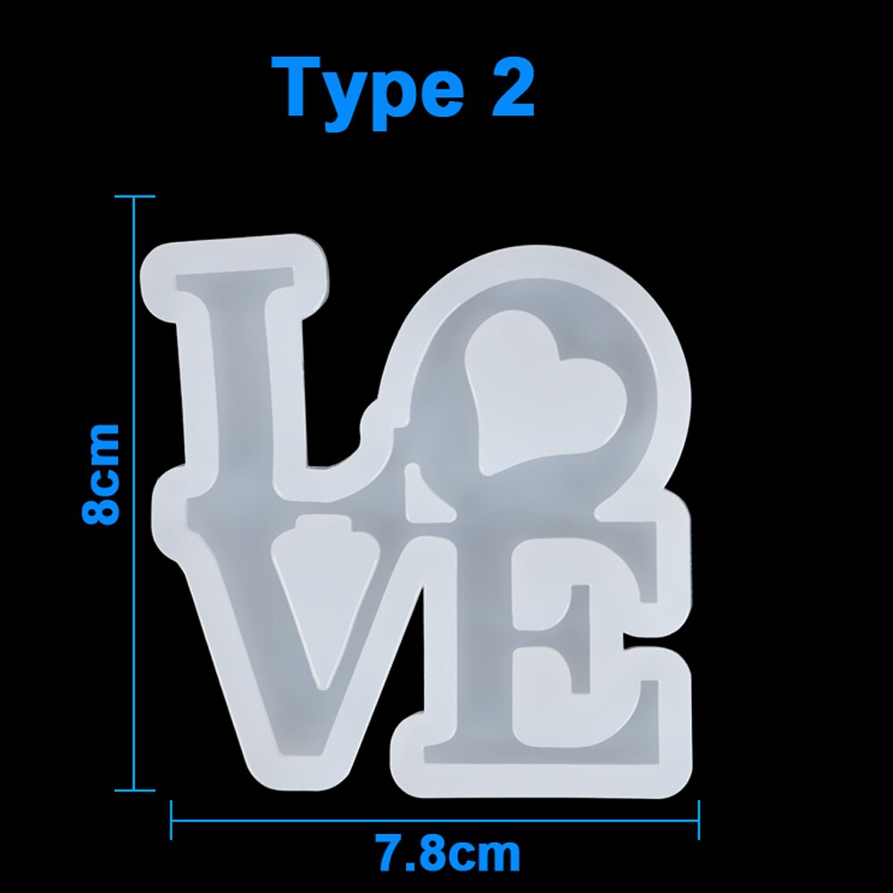 3D LOVE/HOME Silicone Mold Letters Casting Molds Heart Shape Home Craft Decoration Crystal Glue Cake Candy Jewelry Making Tool: Type 2