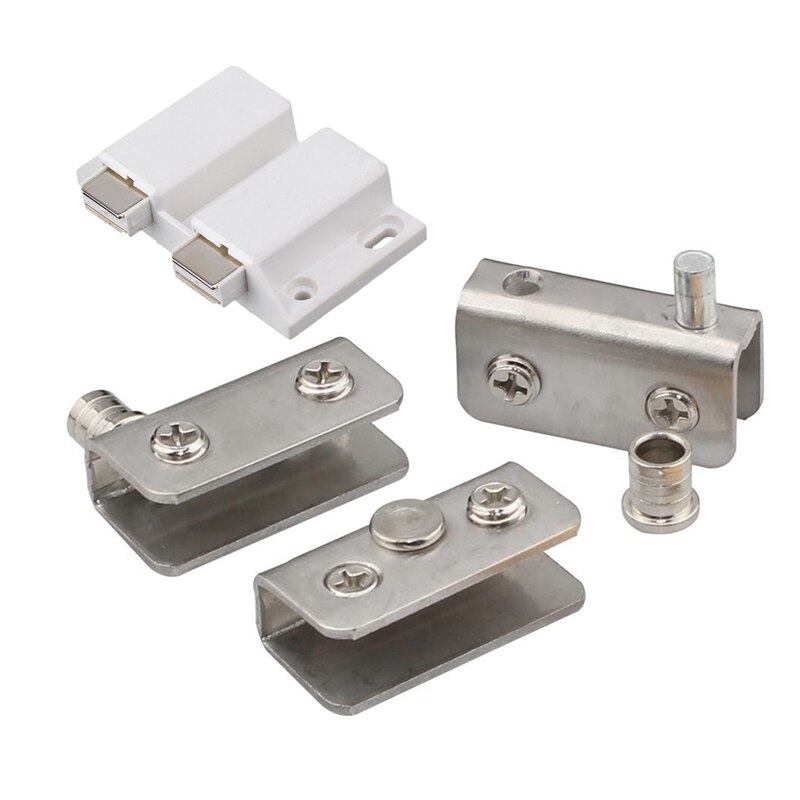 Bisagra pivotante de puerta de vidrio de acero inoxidable, juego de captura magnética de doble cabeza para puerta de vidrio de 5-8Mm
