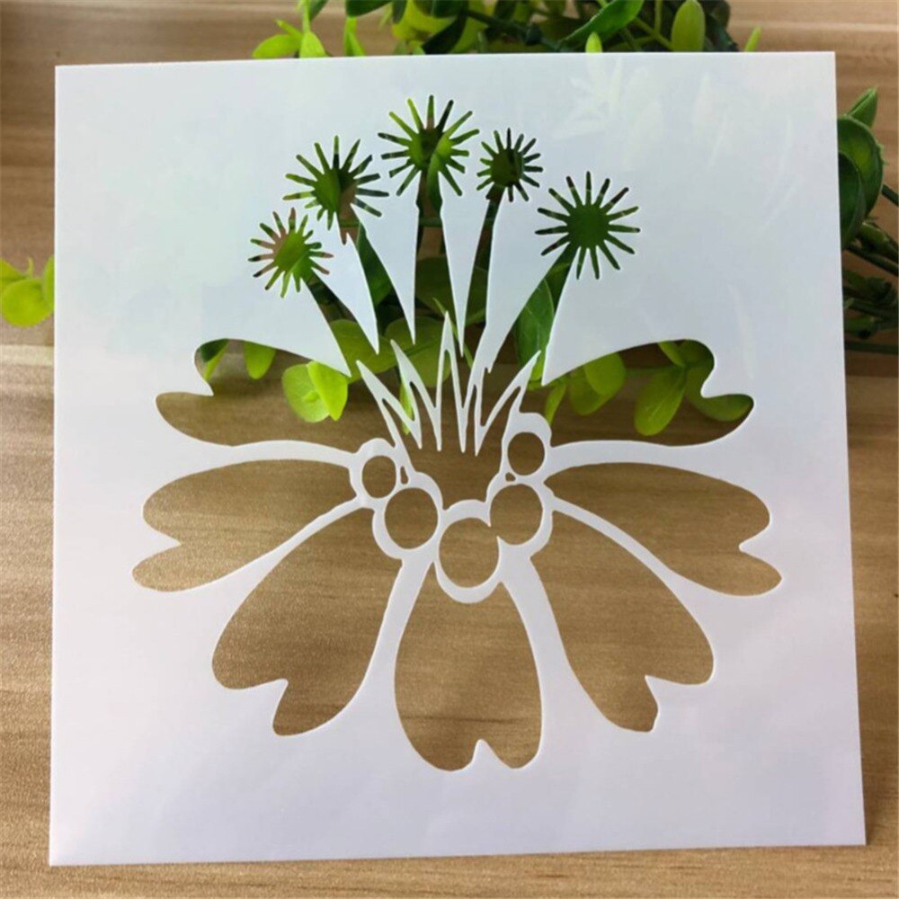 Plantilla de pintura de hojas y flores, álbum de recortes estampado, diario, papel gofrado etiqueta para flor, plantilla hueca: 5