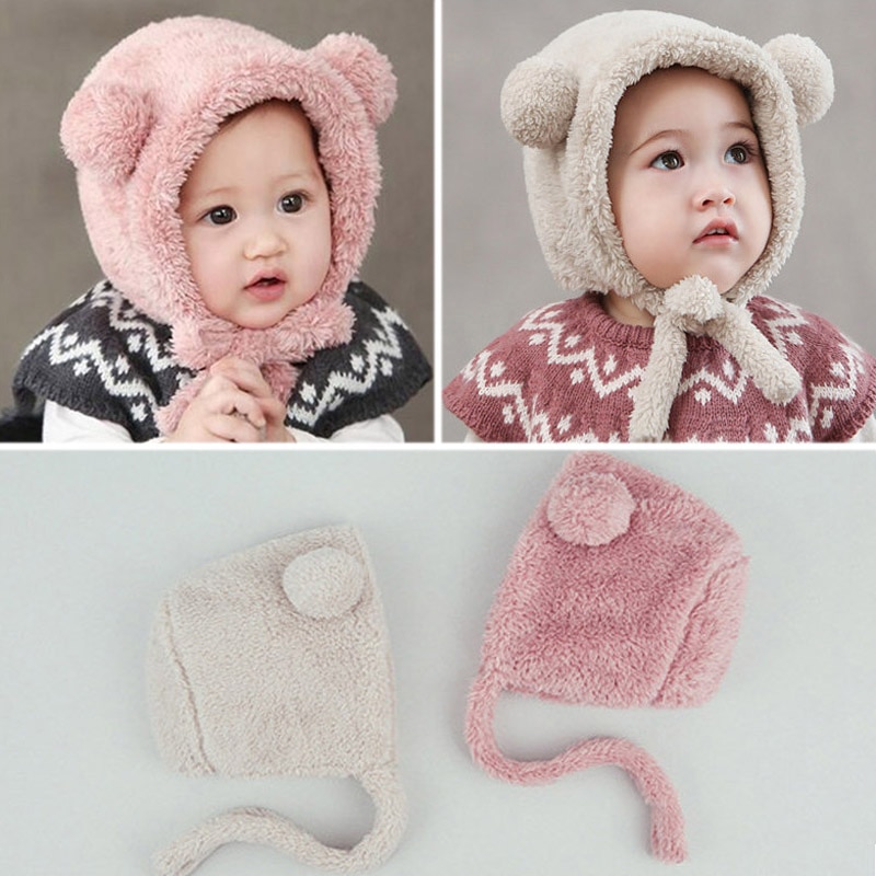 Girls Hats Newborn Baby Cashmere Baby Girl Cap Children's Winter Hats For Girls Kids Winter Cap Warm Ear Warmer Bonnet Beanies