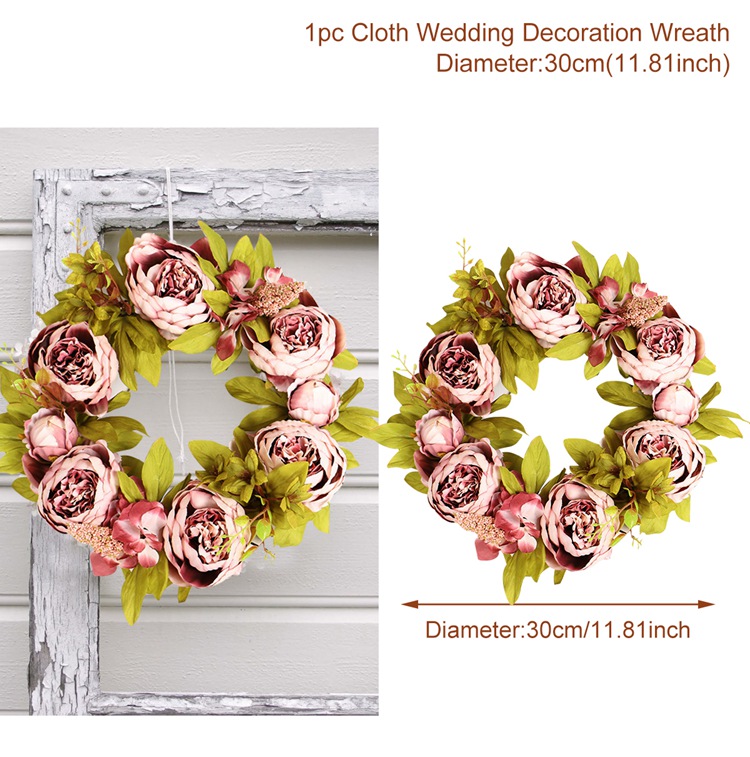 Kunstmatige Rose Bruiloft Bloemen Rose Pioen Hortensia Gebogen Deur Nep Bloem Decoratieve Rij Venster t-station bruiloft decoratie: Artificial Wreath 4