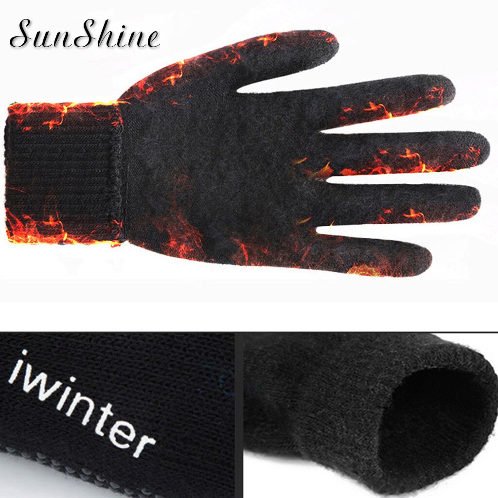 Letter Winter Gloves Women Men Knitted Gloves Thermal Touch Screen Black Gloves Men Mittens Thermal Knit Warm Glove