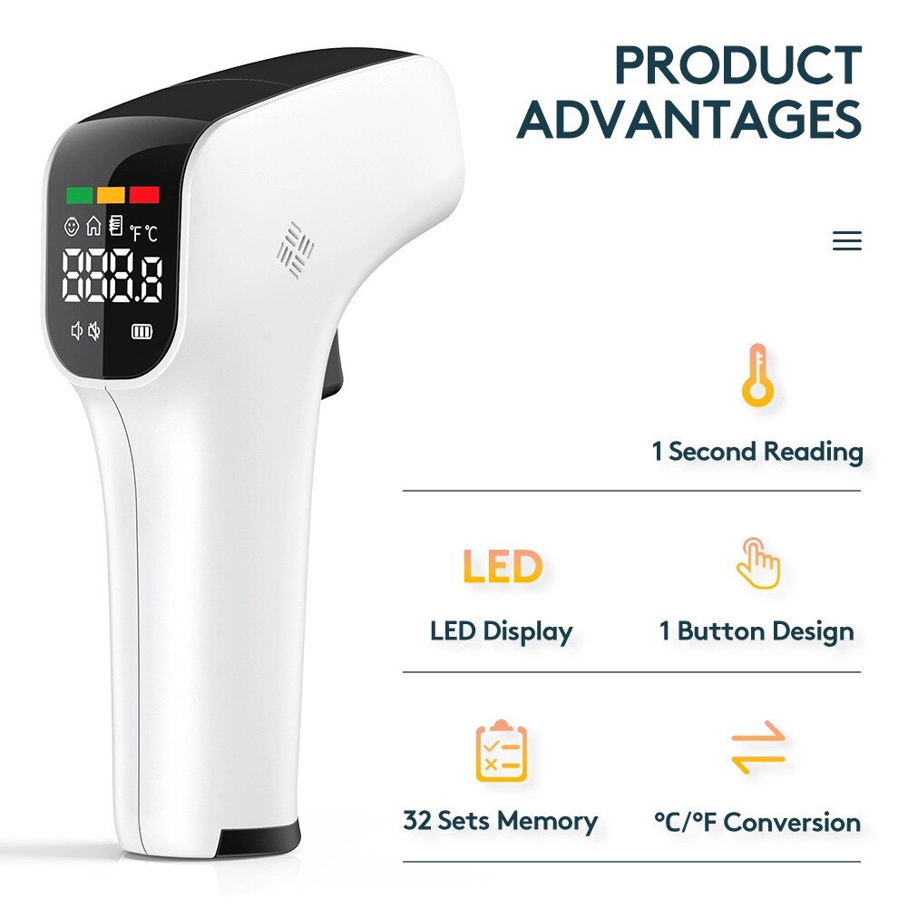 Digital Infrared Thermometer LCD Backlight Display Non-contact fever IR Forehead Ear Thermometers Measuring sensor