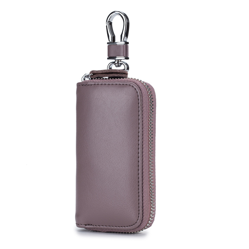 Vrouwen Echt Lederen autosleutel houder Portefeuilles Roze Kleine Portemonnee Dames Portemonnee Voor Meisjes Mini Keys Organizer Tassen Sleutelhanger Clip: Light Purple